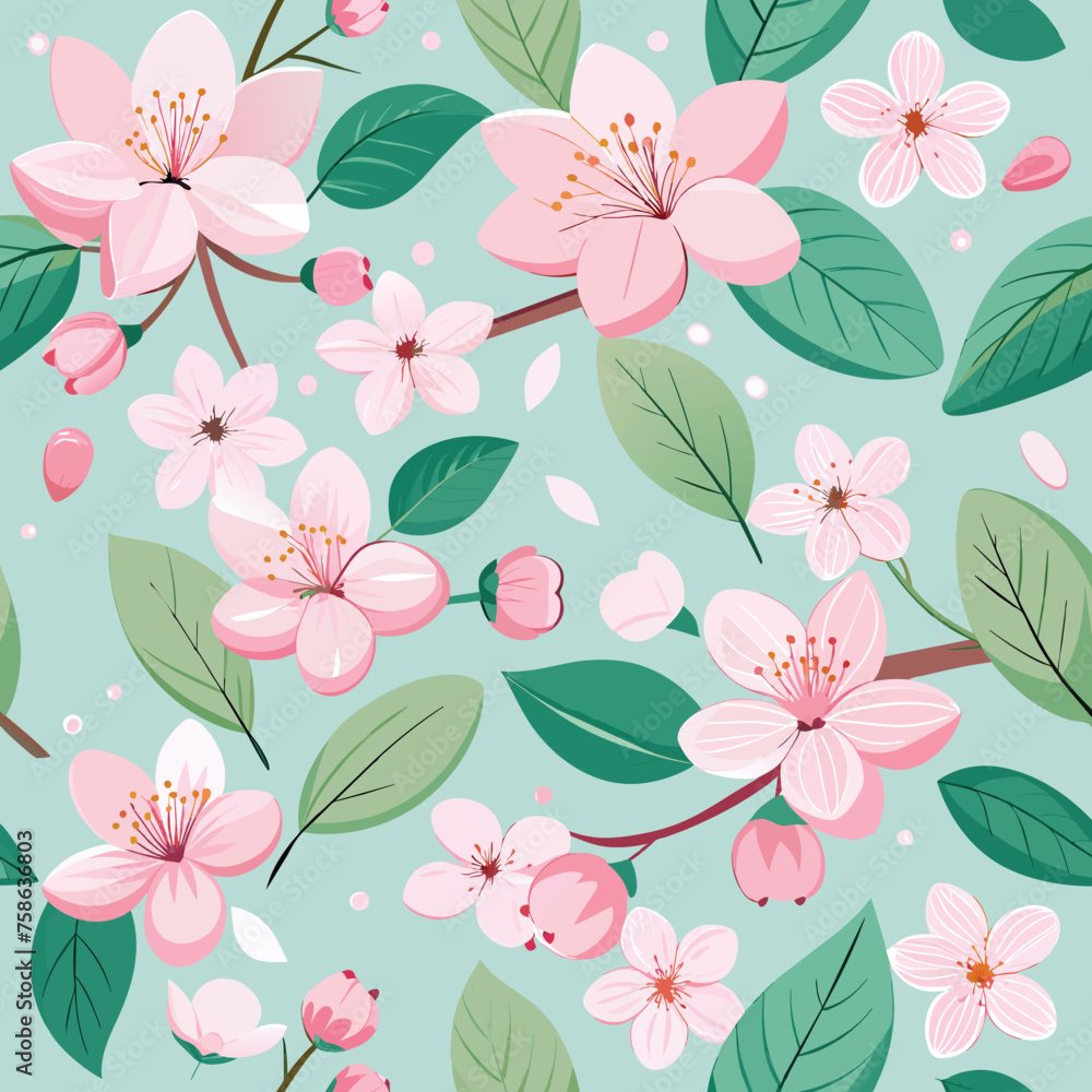 Cherry Blossom vector file seamless pattern