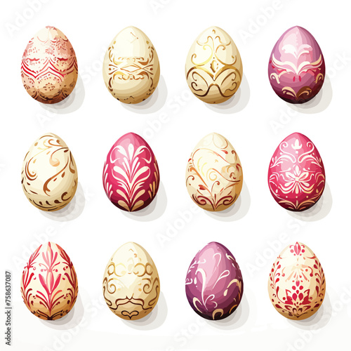 Elegant Easter eggs Clipart isolated on white background