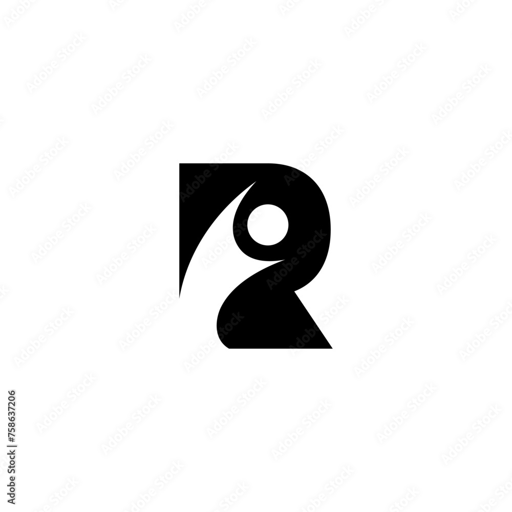 uses the concept of the letter R combined with the shape of a person in negative space uses the concept of the letter R combined with the shape of a person in negative space