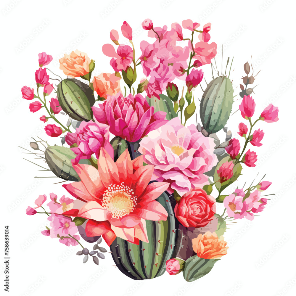 Floral Cactus Clipart Clipart isolated on white background
