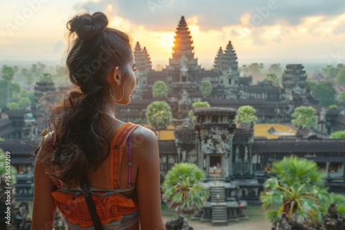 Solitary Contemplation at Angkor Wat Sunset © Good AI