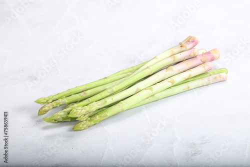 Raw green uncooked asparagus sprout