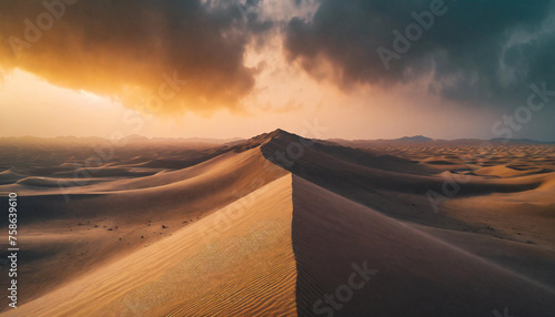 Tall symmetrical sand dunes scene from a movie, dramatic sunset, landscape, cinematic, sands