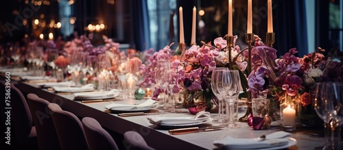 Floral decorations for a wedding at a restaurant