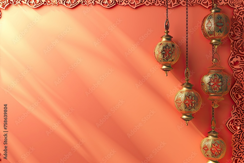 desktop wallpaper background with arabic light of ornament isolated on salmon background desktop wallpaper background with arabic light of ornament isolated on salmon background