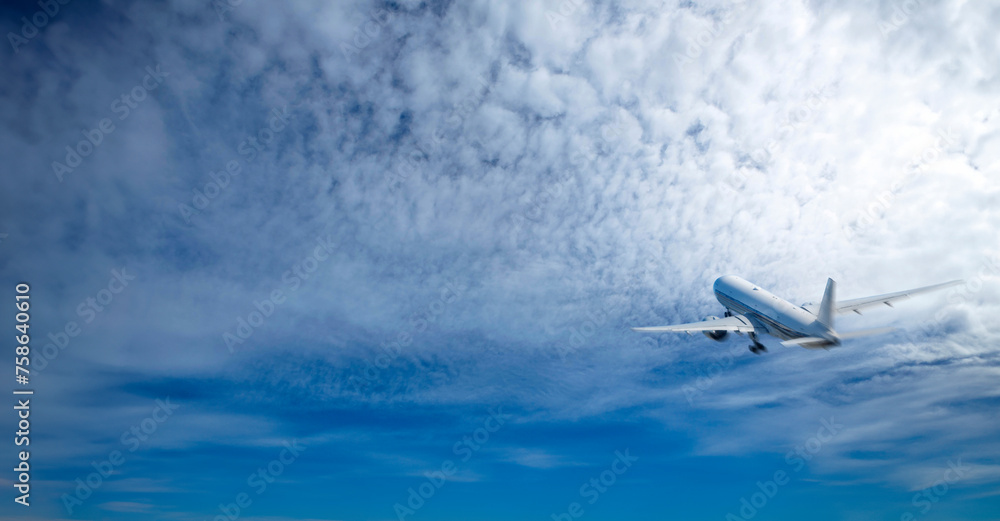 Fototapeta premium 하늘, 구름, 비행기, 컨셉, 여행, 떠나다, 공항, 추억