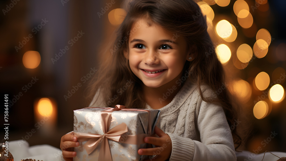 A little girl is all smiles after receiving a gift on Christmas. It's going to be a very happy holiday season. A little girl is all smiles after receiving a gift on Christmas. It's going to be a very happy holiday season.