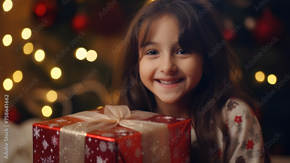 A little girl is all smiles after receiving a gift on Christmas. It's going to be a very happy holiday season. A little girl is all smiles after receiving a gift on Christmas. It's going to be a very happy holiday season.