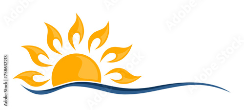 Symbol of the sun and blue wave.