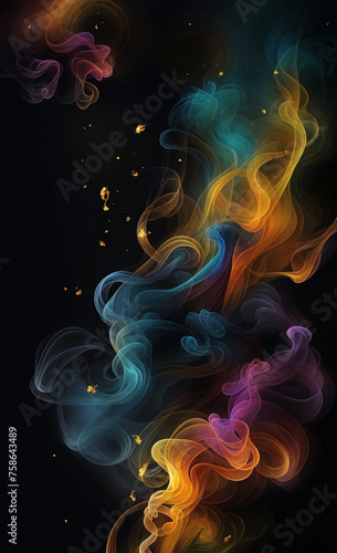 Dark background with multicolored smoke