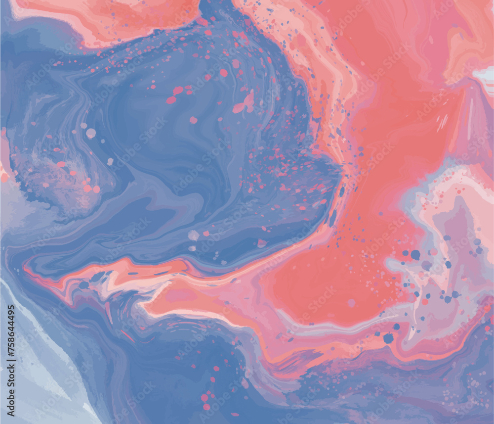 Naklejka premium A flow and smooth fluid texture background in vector in blue and red colour mix
