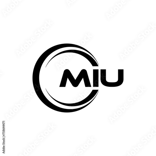 MIU letter logo design with white background in illustrator, cube logo, vector logo, modern alphabet font overlap style. calligraphy designs for logo, Poster, Invitation, etc. photo