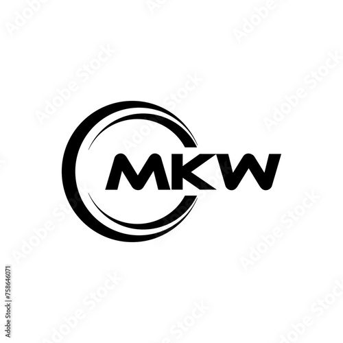 MKW letter logo design with white background in illustrator, cube logo, vector logo, modern alphabet font overlap style. calligraphy designs for logo, Poster, Invitation, etc. photo