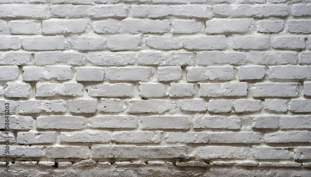 Obraz premium White painted old brick Wall panoramic background 