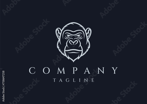Ape head logo design vector icon flat illustration
