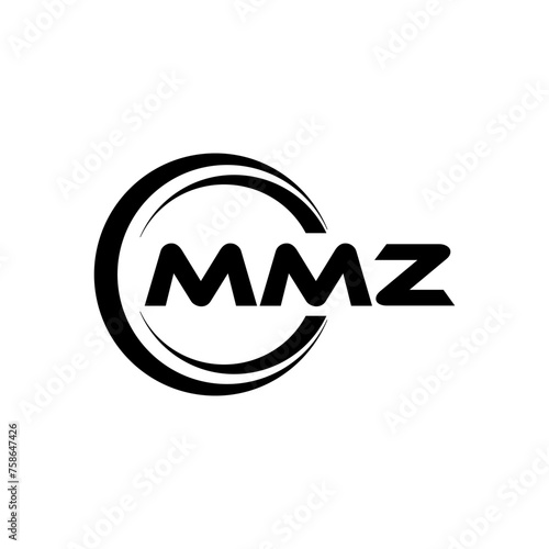 MMZ letter logo design with white background in illustrator, cube logo, vector logo, modern alphabet font overlap style. calligraphy designs for logo, Poster, Invitation, etc.