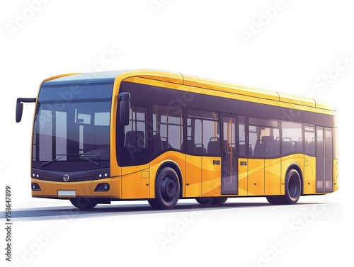 Urban yellow bus isolated on white background