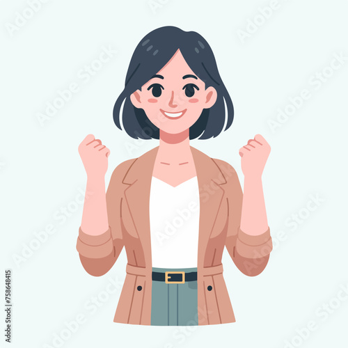 illustration of a woman with an exited expression