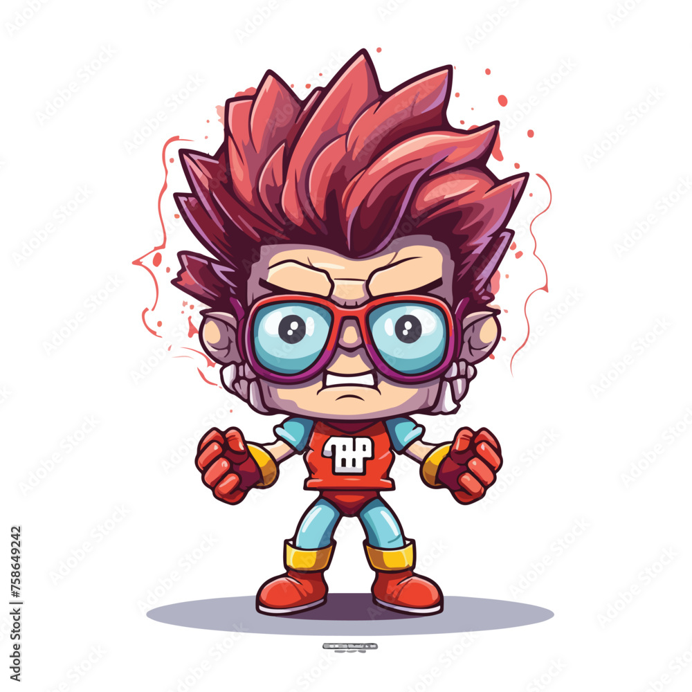 Brain hero comic character flat vector illustration