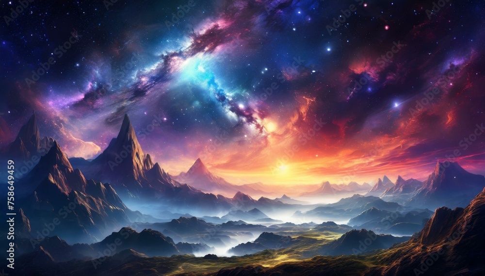 space and mountain landscape