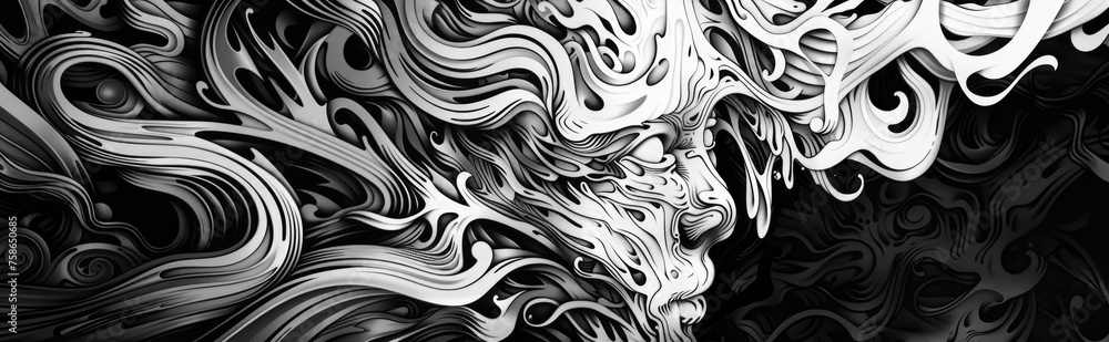 Fototapeta premium Digital artwork exploring the concept of chaos and order through intricate line drawings and layered textures
