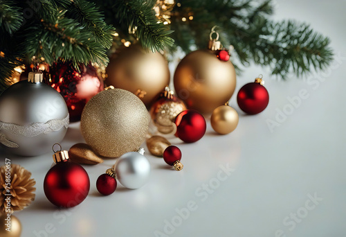 Christmas composition on white background. stock photoChristmas Backgrounds Holiday - Event Heading The Ball Border - Frame photo