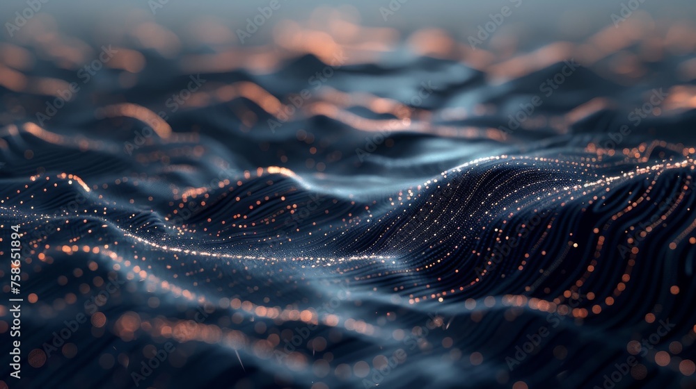 abstract blurry wave of luminous data technology background