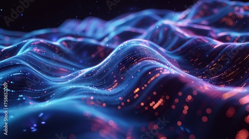 abstract blurry wave of luminous data technology background