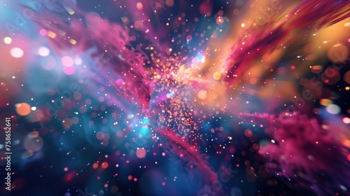 abstract colorful particles explosion technology background
