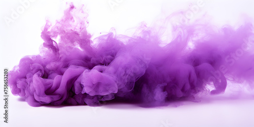 Purple ink in water Purple substance is being dropped into water on white background. 