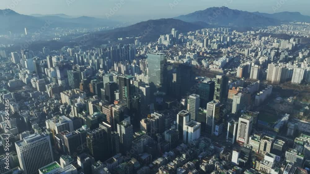 custom made wallpaper toronto digitalDrone View of Seoul city in South Korea, Gangnam road 60fps, winter,
