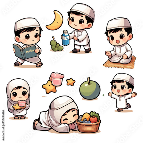 Vector graphics of muslim children