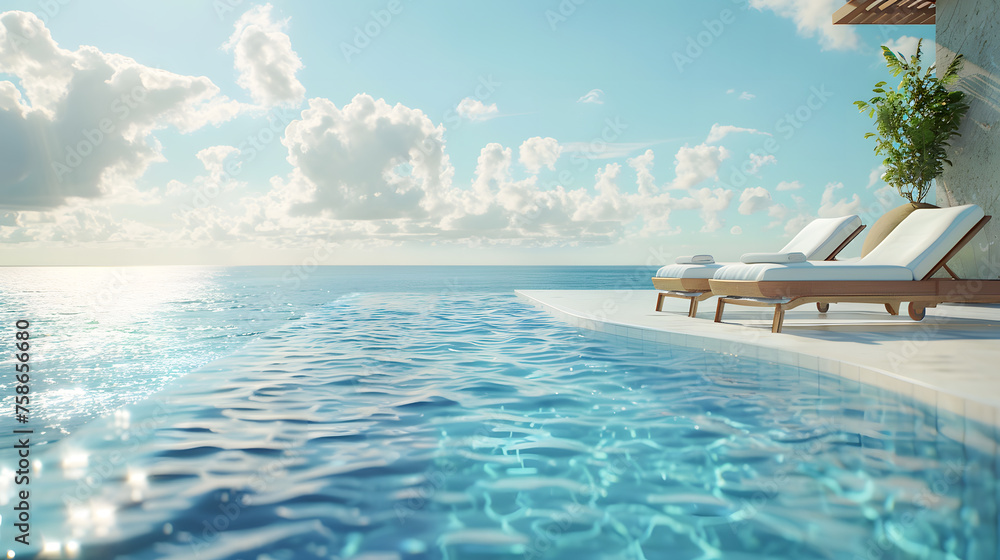 Sea View Luxury Modern White Beach Hotel with Swimming Pool