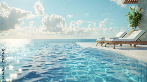 Sea View Luxury Modern White Beach Hotel with Swimming Pool © Akash Tholiya