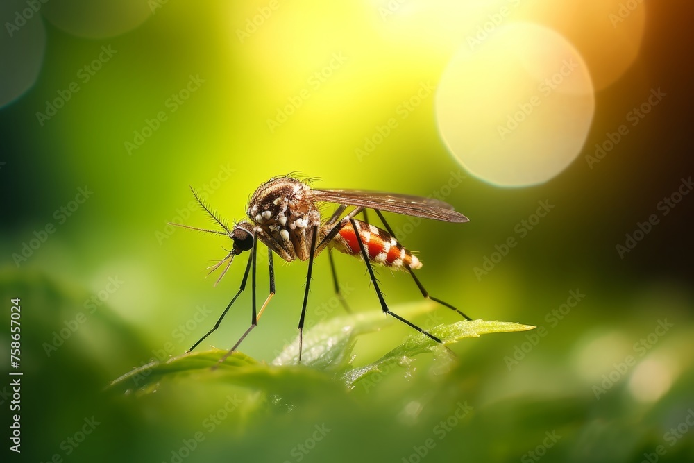 mosquito sits on a green leaf mosquito sits on a green leaf