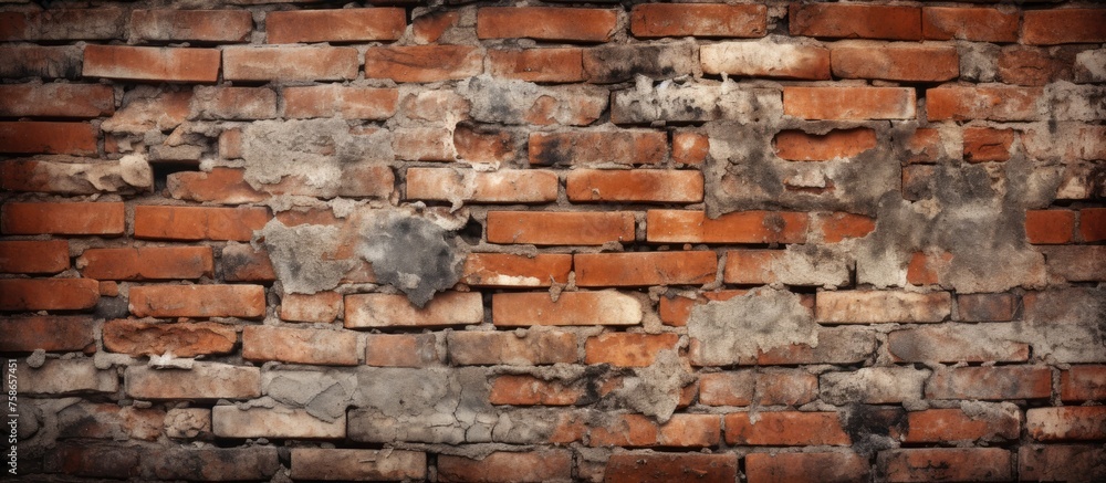 A detailed shot of aged brickwork showcasing intricate patterns and rustic charm, highlighting the natural beauty of this classic building material A detailed shot of aged brickwork showcasing intricate patterns and rustic charm, highlighting the natural beauty of this classic building material