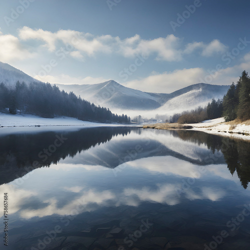 Landscape mirrored in a lake. © Pram