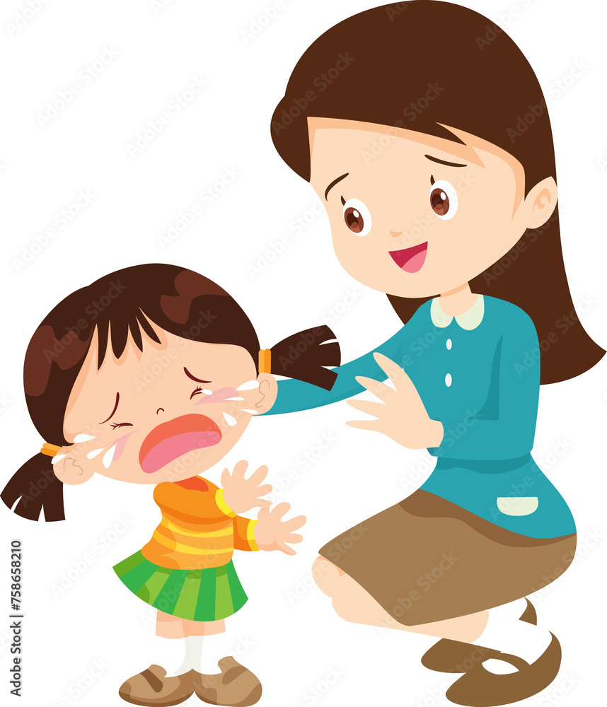 Comforting sad children with parent or teacher Comforting sad children with parent or teacher