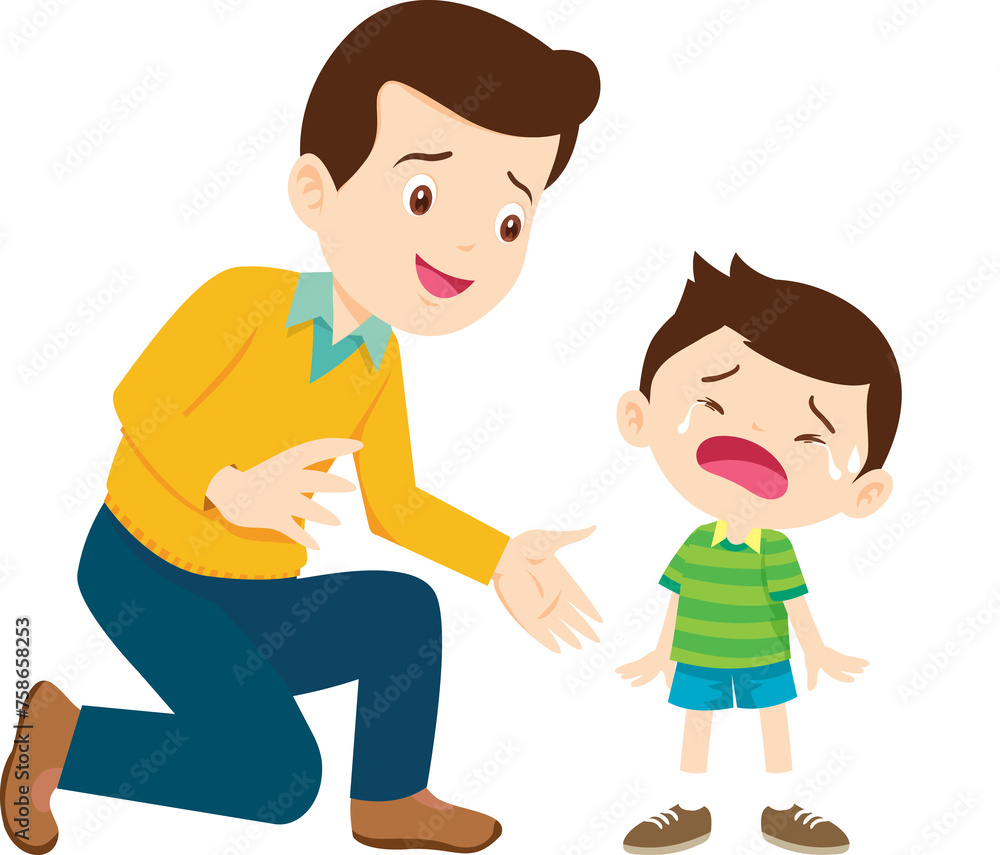 Comforting sad children with parent or teacher Comforting sad children with parent or teacher