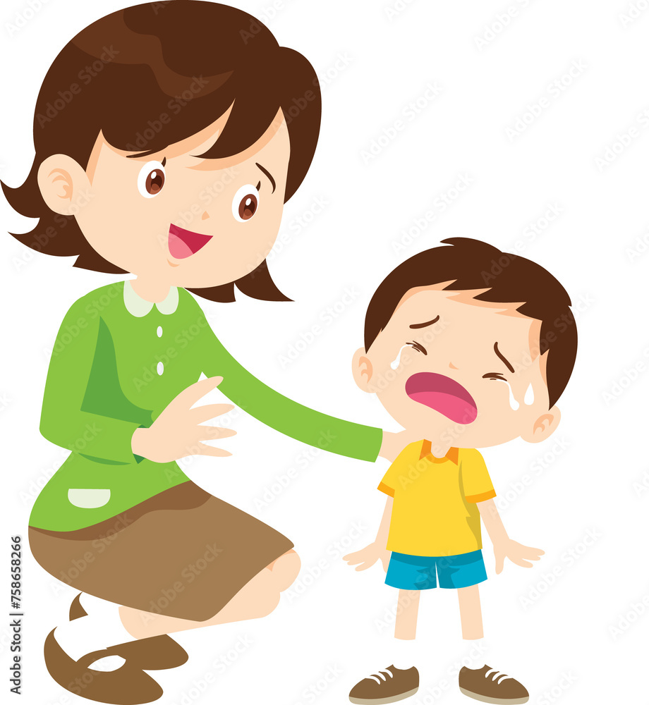 Comforting sad children with parent or teacher Comforting sad children with parent or teacher