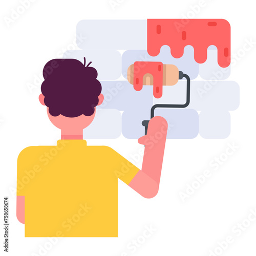 Easy to edit flat icon of wall painting 