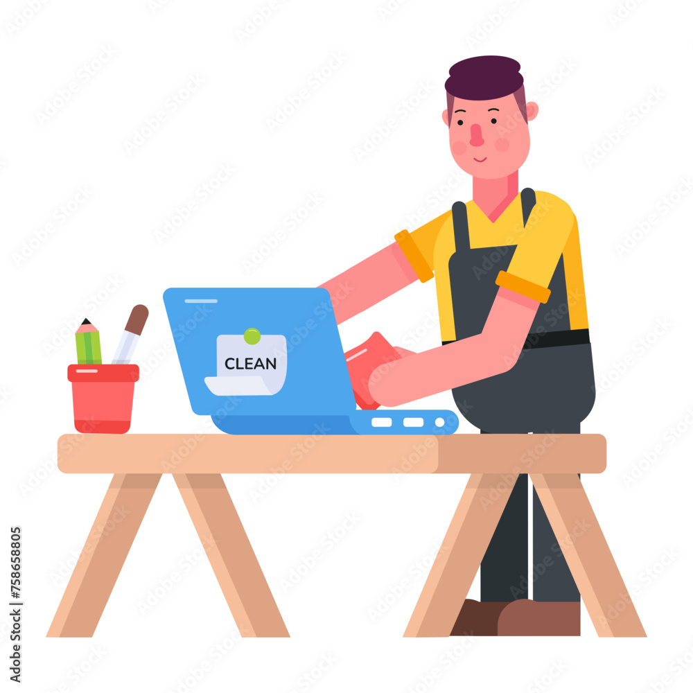 Check out flat icon depicting office cleaning 