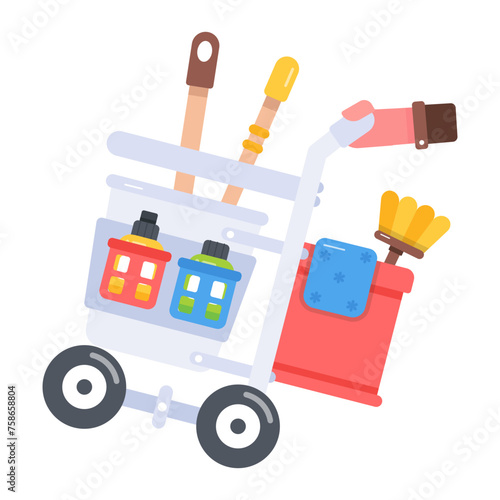 Premium flat icon of a cleaning cart 