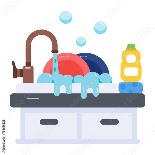 A well-designed flat icon of kitchen sink 