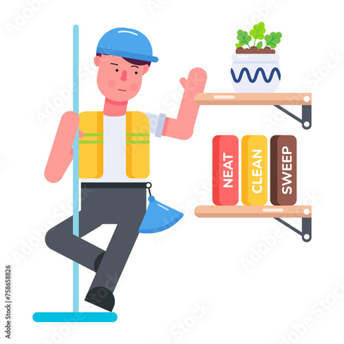 Premium flat icon of a housekeeper 