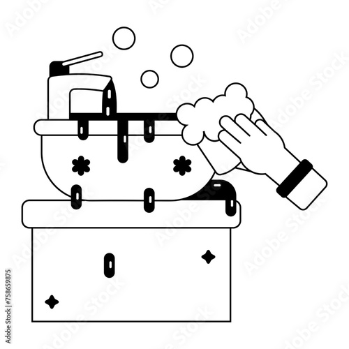 Customizable glyph icon depicting cleaning basin 