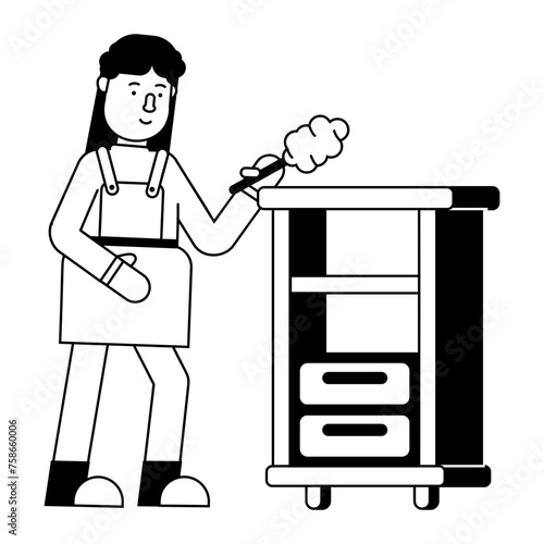 Here’s a glyph icon depicting furniture dusting 