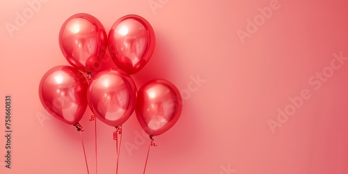 red foil balloons on a pastel red pink background