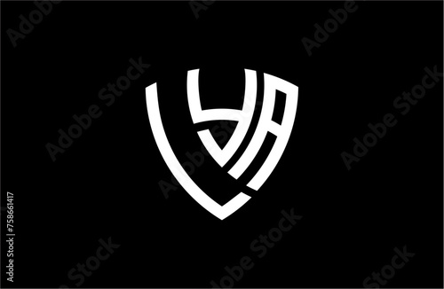 LYA creative letter shield logo design vector icon illustration