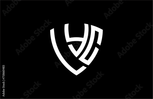 LYC creative letter shield logo design vector icon illustration